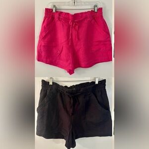 🌟BULK🌟Ann Taylor Loft  Linen Blend Elastic/Tie Waist Women’s Size Med BLK/PINK